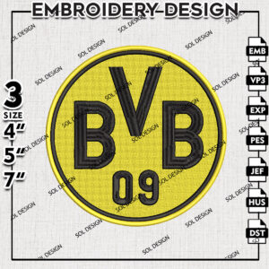 Borussia Dortmund Embroidery Design, Bundesliga Logo Embroidery, Bundesliga Borussia Dortmund Embroidery, Machine Embroidery Design