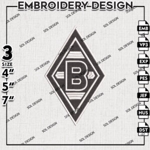 Borussia Monchengladbach Embroidery Design, Bundesliga Logo Embroidery, Bundesliga Borussia Monchengladbach Embroidery, Machine Embroidery Design