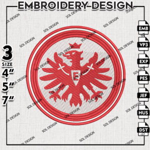 Eintracht Frankfurt Embroidery Design, Bundesliga Logo Embroidery, Bundesliga Eintracht Frankfurt Embroidery, Machine Embroidery Design