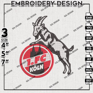 FC Cologne Embroidery Design, Bundesliga Logo Embroidery, Bundesliga FC Cologne Machine Embroidery, Machine Embroidery Design