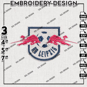 RB Leipzig Embroidery Design, Bundesliga Logo Embroidery, Bundesliga RB Leipzig Machine Embroidery, Machine Embroidery Design
