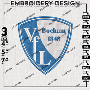 VfL Bochum Embroidery Design, Bundesliga Logo Embroidery, Bundesliga VfL Bochum Machine Embroidery, Machine Embroidery Design