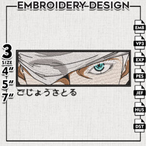 Satoru Gojo Embroidery Design file, Jujutsu Kaisen Anime Embroidery Design, Anime Pes design, Machine Embroidery Design