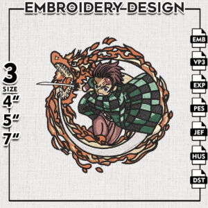 Kamado Tanjiro Embroidery Designs/ Tanjiro Embroidery Files/ Demon Slayer Machine Embroidery Pattern