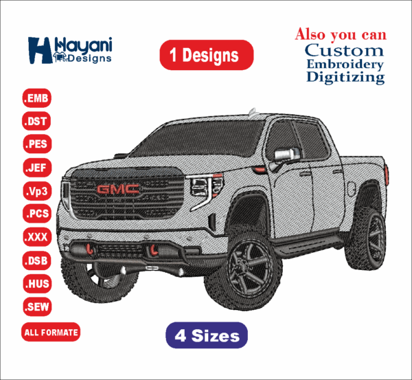 GMC Sierra CarEmbroidery Designs , تصاميم تطريز سيارات GMC, Car Embroidery Design, Files Instant Download