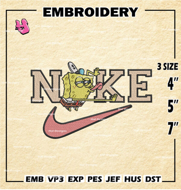 Nike SpongeBob SquarePants Lew Lew Embroidery Designs, Embroidery Files, Machine Embroidery Pattern, Digital Download