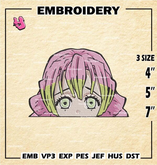 Mitsuri Kanroji Embroidery Pattern, Demon Slayer Embroidery Designs, Anime Logo Embroidery Files, Digital Download