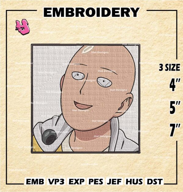 Saitama Machine Embroidery Pattern, One-Punch Man Embroidery Designs, Anime Logo Embroidery Files, Digital Download