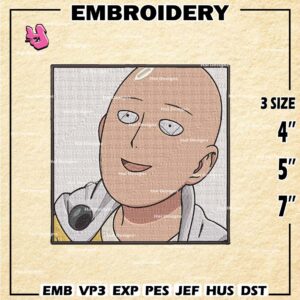 Saitama Machine Embroidery Pattern, One-Punch Man Embroidery Designs, Anime Logo Embroidery Files, Digital Download