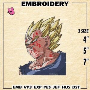 Vegeta Machine Embroidery Pattern, Dragon Ball Embroidery Designs, Anime Logo Embroidery Files, Digital Download
