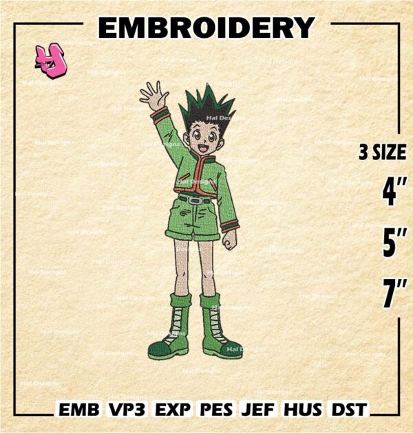 Gon Freecss Machine Embroidery Pattern, Hunter x Hunter Embroidery Designs, Logo Embroidery Files, Digital Download