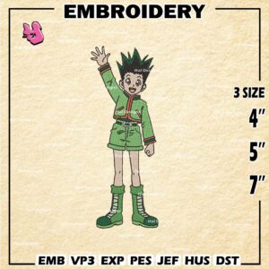 Gon Freecss Machine Embroidery Pattern, Hunter x Hunter Embroidery Designs, Logo Embroidery Files, Digital Download