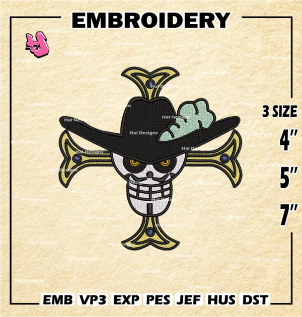 One Piece Machine Embroidery Pattern, Dracule Mihawk Embroidery Designs, MihawkLogo Embroidery Files, Digital Download