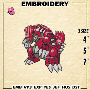 Pokemon Groudon Embroidery Designs, Pokemon Logo Embroidery Files, Groudon Machine Embroidery Pattern, Digital Download