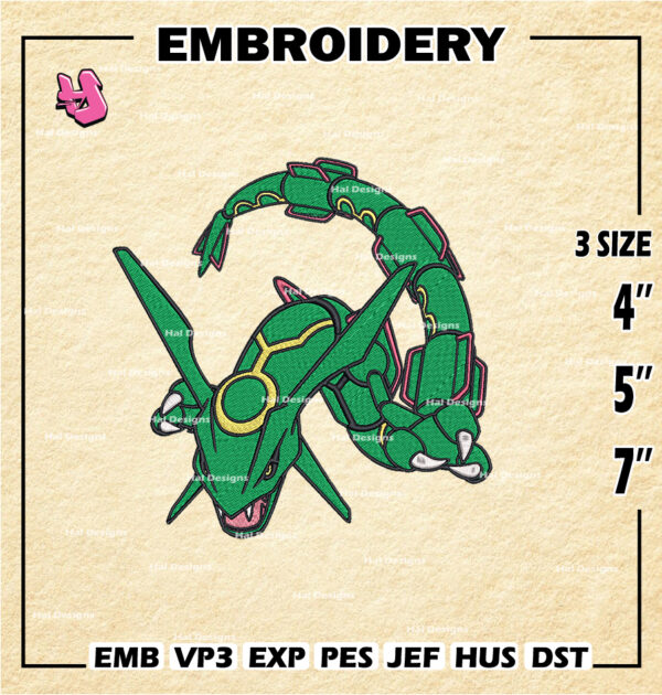 Pokemon Rayquaza Embroidery Designs, Pokemon Logo Embroidery Files, Machine Embroidery Pattern, Digital Download