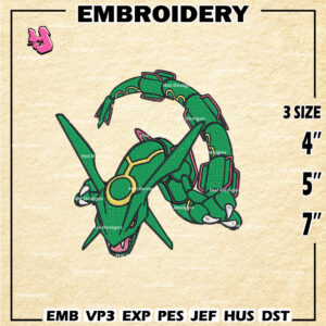 Pokemon Rayquaza Embroidery Designs, Pokemon Logo Embroidery Files, Machine Embroidery Pattern, Digital Download