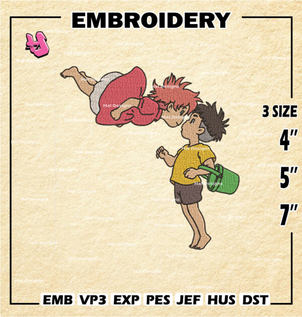 Ponyo Embroidery Pattern / Digital Download Ponyo Embroidery Designs / Anime Logo Embroidery Files