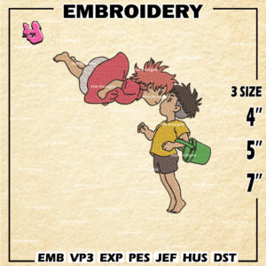 Ponyo Embroidery Pattern ,Digital Download  Ponyo Embroidery Designs,Anime Logo Embroidery Files