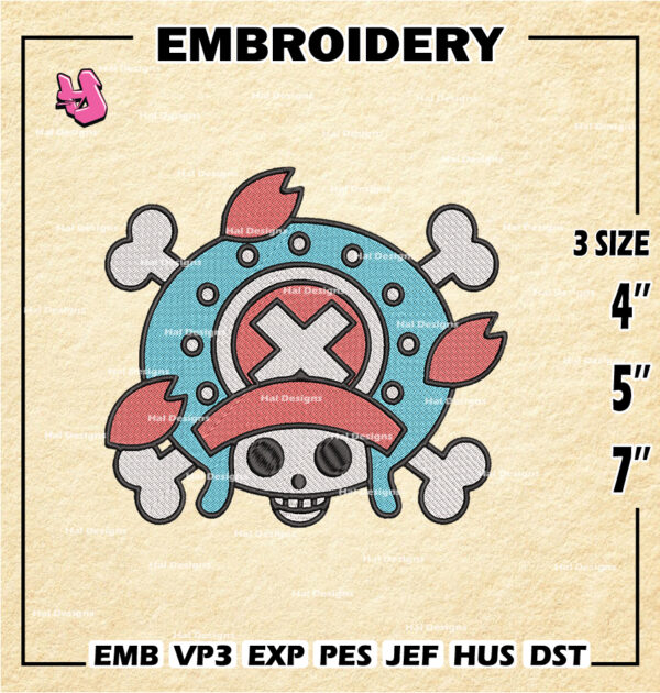 Tony Tony Choppe Machine Embroidery Pattern, One Piece Embroidery Designs, Logo Embroidery Files, Digital Download