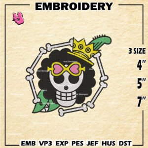 One Piece Machine Embroidery Pattern, Brook Jolly Roge Embroidery Designs, Brook Logo Embroidery Files, Digital Download