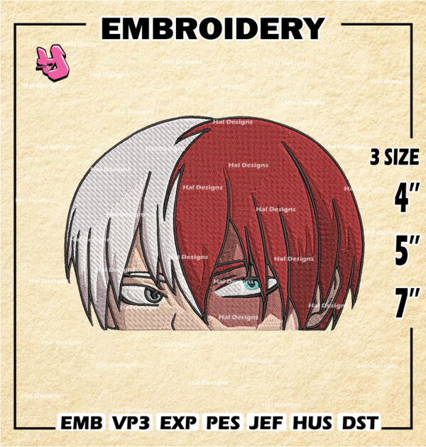 Todoroki Shouto Embroidery Pattern / My Hero Academia Embroidery Designs / Anime Logo Embroidery Files / Digital Download