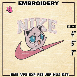 Nike Jiggly puff Embroidery Designs, Nike Jigglypuff Logo Embroidery Files, Machine Embroidery Pattern, Digital Download
