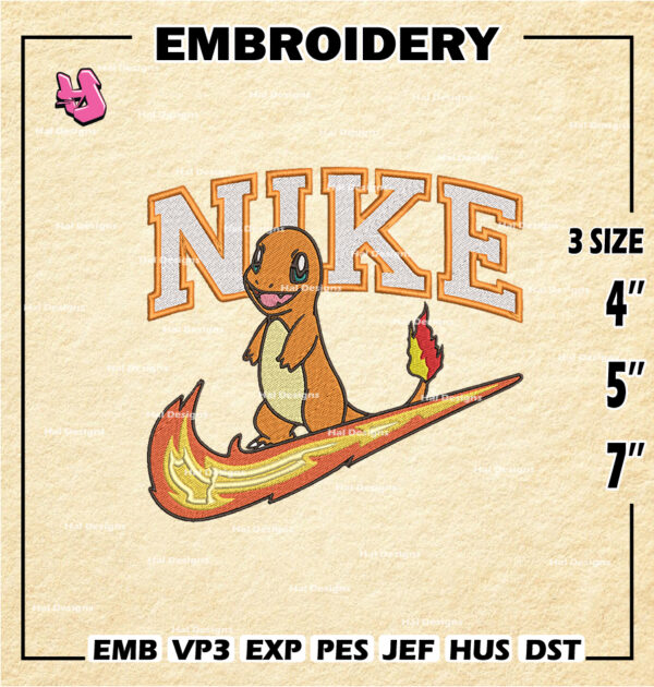 Hitokage Nike Embroidery Designs, Hitokage Nike Logo Embroidery Files, Machine Embroidery Pattern, Digital Download