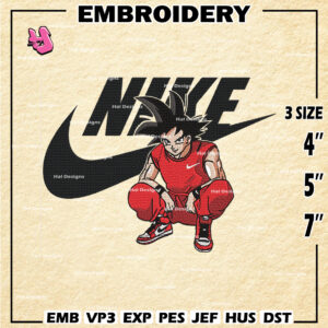 Son Goku and Nike Embroidery Designs, Dragon Ball Logo Embroidery Files, Machine Embroidery Pattern, Digital Download