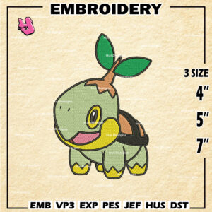 Pokemon Turtwig Embroidery Designs, Turtwig Logo Embroidery Files, Machine Embroidery Pattern, Digital Download