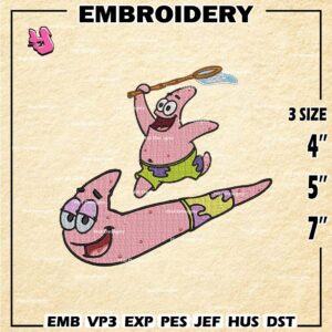 Patrick Star Embroidery Designs, Nike Patrick Star Embroidery Files, Cartoon Machine Embroidery Pattern, Digital Download