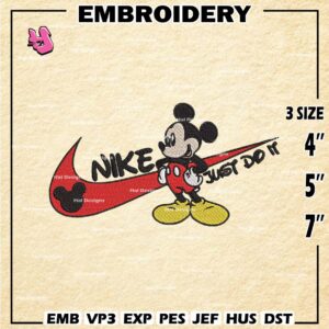 Nike Disneyland Mickey Embroidery files, Disney Embroidery Designs, Machine Embroidery Pattern, Digital Download