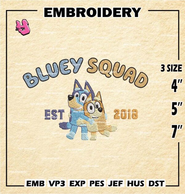 Bluey Embroidery Designs, Bluey Chilli Heeler Est Embroidery Files, Cartoon Machine Embroidery Pattern, Digital Download