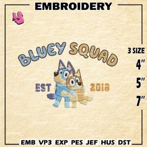 Bluey Embroidery Designs, Bluey Chilli Heeler Est Embroidery Files, Cartoon Machine Embroidery Pattern, Digital Download