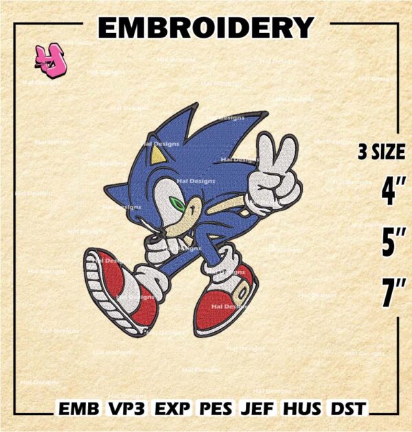 Sonic Embroidery Designs, Sonic the Hedgehog Embroidery Files, Cartoon Machine Embroidery Pattern, Digital Download