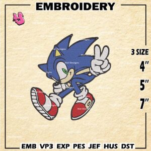 Sonic Embroidery Designs, Sonic the Hedgehog Embroidery Files, Cartoon Machine Embroidery Pattern, Digital Download