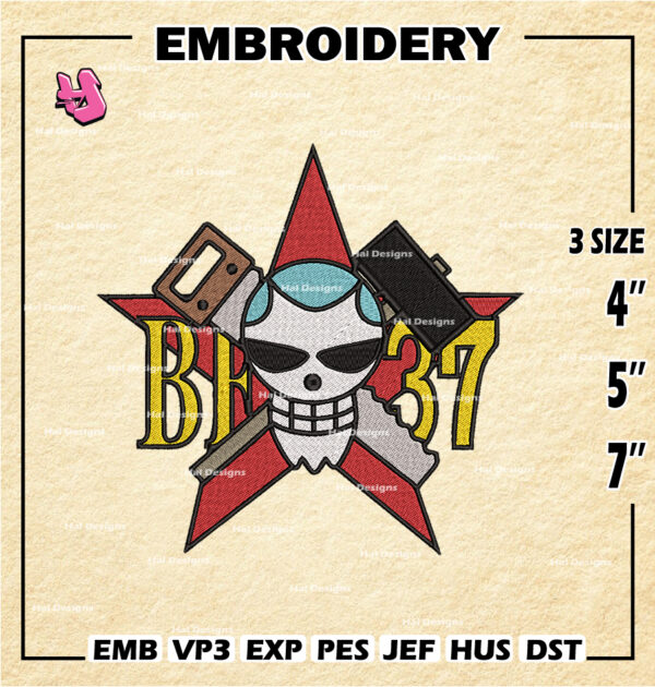 One Piece Machine Embroidery Pattern, Franky Embroidery Designs, Logo Embroidery Files, Digital Download