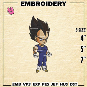 Vegeta Embroidery Designs, Dragon Ball Logo Embroidery Files, Anime Machine Embroidery Pattern, Digital Download