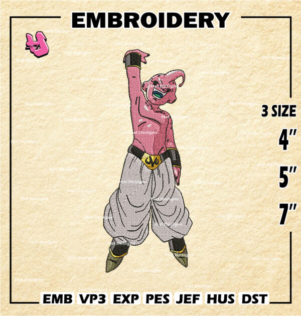Kid Buu Embroidery Designs, Dragon Ball Logo Embroidery Files, Anime Machine Embroidery Pattern, Digital Download