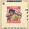 One Piece Machine Embroidery Pattern, Monkey D Luffy Embroidery Designs, Luffy Logo Embroidery Files, Digital Download