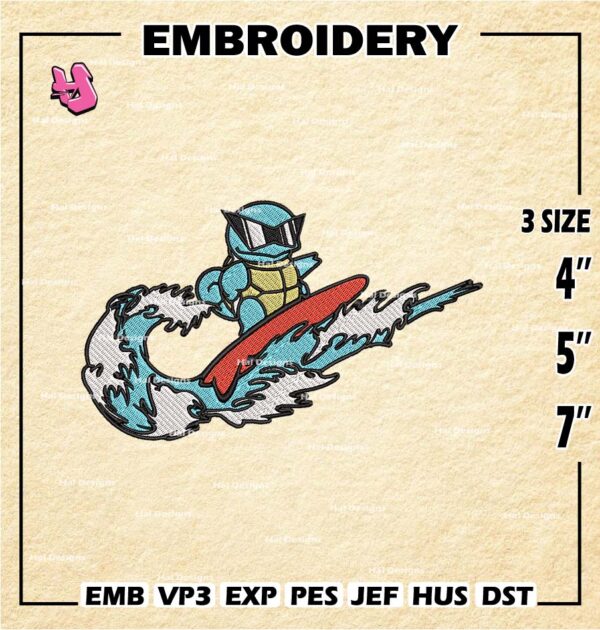 Pokemon Turtle Embroidery Designs, Nike TurtleLogo Embroidery Files, Machine Embroidery Pattern, Digital Download
