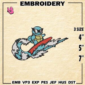 Pokemon Turtle Embroidery Designs, Nike TurtleLogo Embroidery Files, Machine Embroidery Pattern, Digital Download