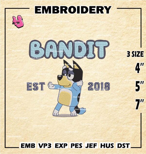 Bluey Machine Embroidery Designs, Bluey Chilli Heeler Est Embroidery files, Bluey Cartoon Digital Download