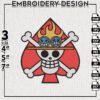 One Piece Jolly Roger Embroidery Files, One Piece Embroidery, Jolly Roger Anime Character Embroidery Files, Digital Download