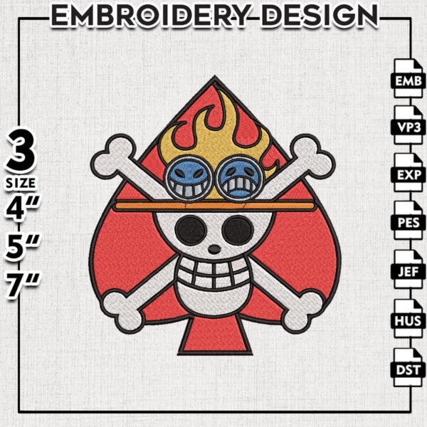 One Piece Jolly Roger Embroidery Files, One Piece Embroidery, Jolly Roger Anime Character Embroidery Files, Digital Download