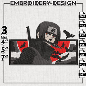 Red Moon Itachi Embroidery Design, Anime Character Embroidery Files, Digital Download