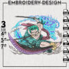 Zoro wano embroidery design, One piece embroidery file, Anime Embroidery, Digital download