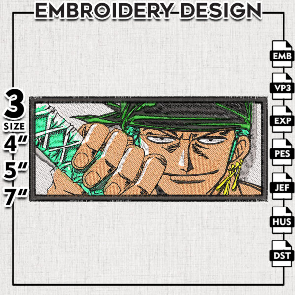 Anime Roronoa Zoro embroidery design, one piece embroidery file, Anime shirt, Instant download