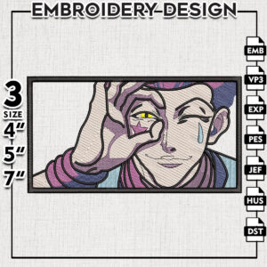 Hisoka face embroidery design, Anime Character Embroidery Files, Anime Machine Embroidery Digital Download