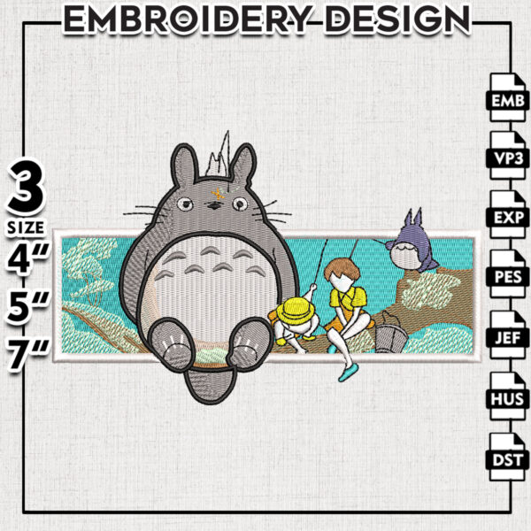 Totoro embroidery design, Studio Ghibli embroidery, Anime Character Embroidery file, Digital download