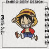 Funny Luffy Chibi Embroidery Design, One piece Embroidery File, Anime Embroidery, Digital download